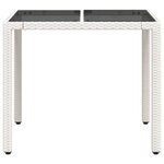 vidaXL Table de jardin dessus en verre blanc 90x90x75cm résine tressée