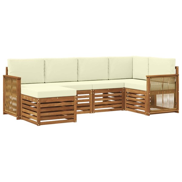 vidaXL Ensemble de canapés d'extérieur 5 pc Naturel et Crème