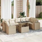 vidaXL Salon de jardin avec coussins 8 Pièces beige résine tressée