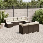 vidaXL Salon de jardin 10 Pièces avec coussins marron résine tressée