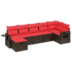 vidaXL Salon de jardin avec coussins 7 Pièces marron résine tressée