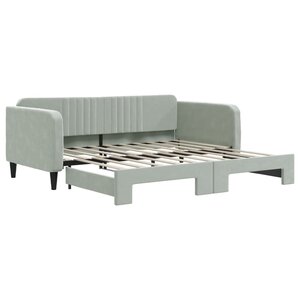 vidaXL Lit de jour avec lit gigogne gris clair 100x190 cm velours
