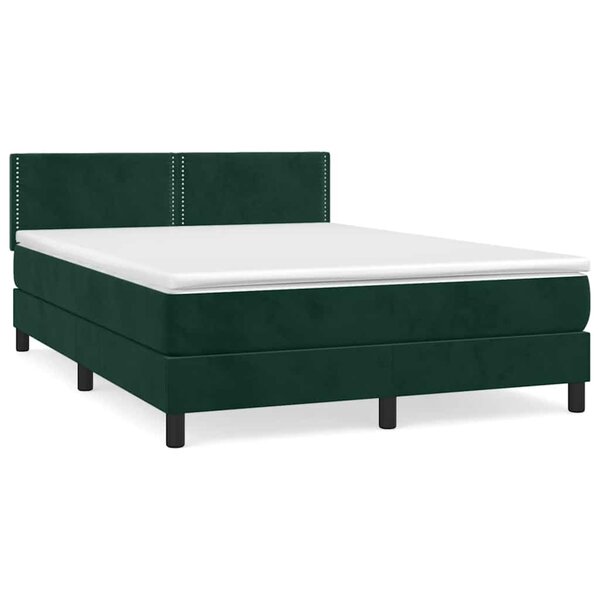 vidaXL Sommier à lattes de lit et matelas Vert foncé 140x190cm Velours