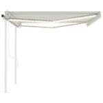 vidaXL Auvent automatique avec capteur de vent et LED 4x3 5 m Crème