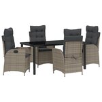 vidaXL Set de 5 de Mobilier de Jardin avec Coussins Gris Poly Rattan