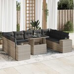 vidaXL Salon de jardin avec coussins 10 Pièces gris clair résine tressée