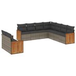 vidaXL Salon de jardin 9 Pièces avec coussins gris résine tressée