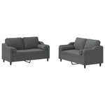 vidaXL Ensemble de canapés 2 Pièces coussins gris foncé tissu