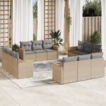 vidaXL Salon de jardin avec coussins 12 Pièces beige résine tressée