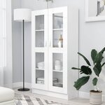 vidaXL Armoire à vitrine Blanc 82 5x30 5x150 cm Bois d'ingénierie