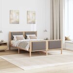 vidaXL Cadre de lit avec tête de lit Taupe 140 x 190 cm tissu