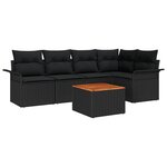 vidaXL Ensemble de canapé de jardin 6 Pièces Noir Poly rotin
