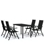 vidaXL Ensemble à manger de jardin 5 Pièces Noir