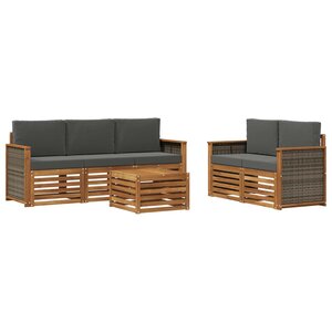 vidaXL Ensemble de canapés d'extérieur 6 pc Naturel et Anthracite