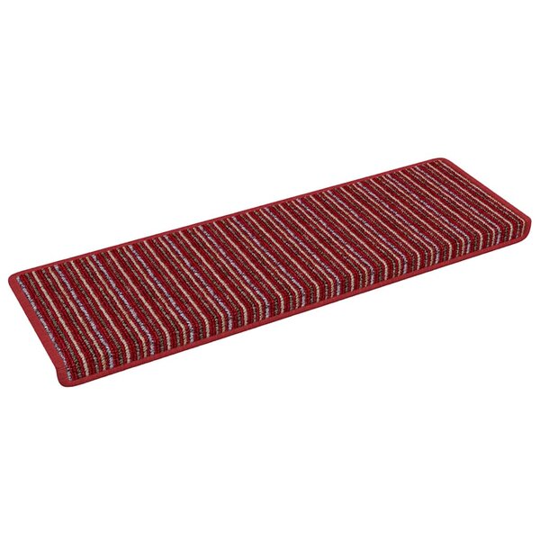 vidaXL Tapis d'escalier auto-adhésifs Rayé 15 Pièces Rouge 65 x 21 x 4 cm