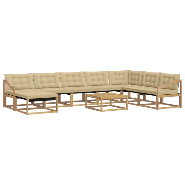 vidaXL Ensemble de canapés d'extérieur 9 pc Blanc et Beige