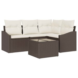 vidaXL Ensemble de canapé de jardin 5 Pièces Marron et Crème polyrotin
