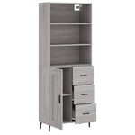 vidaXL Buffet haut Sonoma gris 69 5x34x180 cm Bois d'ingénierie
