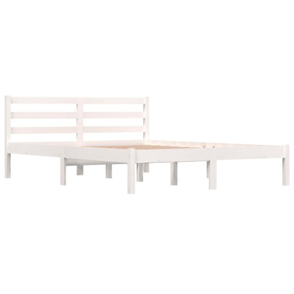 vidaXL Cadre de lit Bois de pin massif 120x190 cm Blanc petit double