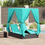 vidaXL Transat double avec toit Noir 205 x 129 x 200 cm Rattan PE
