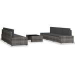 vidaXL Salon de jardin 7 Pièces Résine tressée Gris