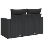 vidaXL Canapé de jardin avec coussins 2 places noir résine tressée