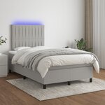 vidaXL Sommier à lattes de lit matelas LED gris clair 120x190 cm tissu