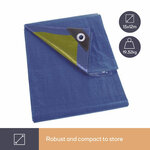 Perel Bâche  résistant  54 œillets  angles renforcés  rectangulaire  bleu/vert  110 g/m²  12 x 15 m