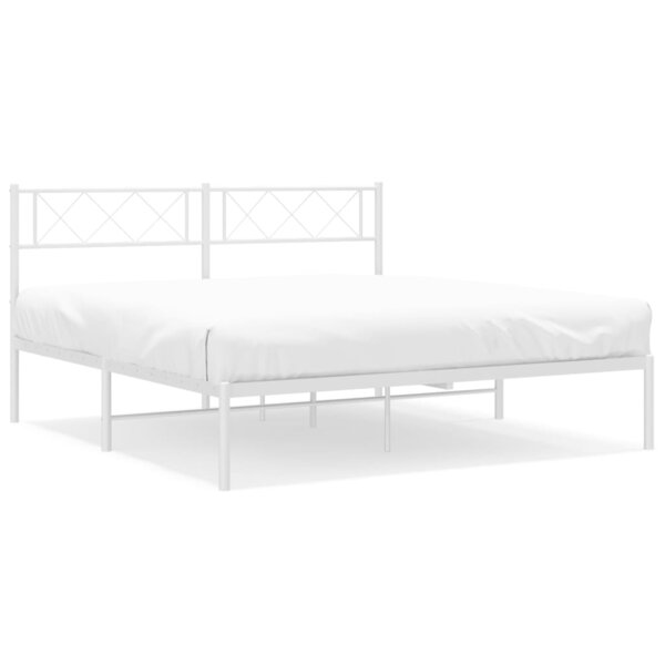 vidaXL Cadre de lit métal avec tête de lit blanc 160x200 cm