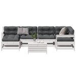 vidaXL Salon de jardin 7 Pièces avec coussins blanc bois de pin massif