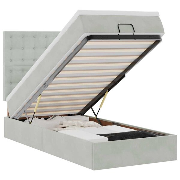 vidaXL Cadre de lit ottoman avec matelas gris clair 80x200 cm velours