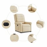 vidaXL Fauteuil inclinable électrique Crème Tissu