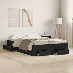 vidaXL Cadre de lit Chêne noir 120 x 190 cm Bois d'ingénierie