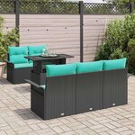 vidaXL Ensemble de canapé de jardin 6 Pièces Noir Poly Rattan