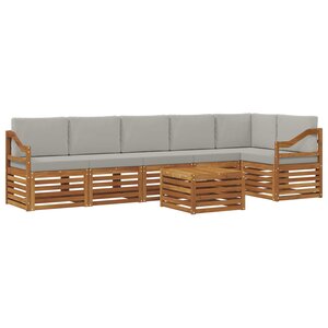 vidaXL Ensemble de canapés d'extérieur 7 pc Gris Naturel et Clair