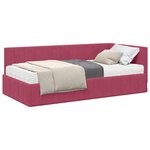 vidaXL Cadre de lit d'angle avec matelas 2 pc Bordeaux 100 x 200 cm