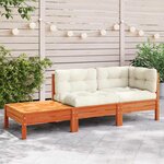 vidaXL Canapé de jardin avec coussins et repose-pied bois pin massif