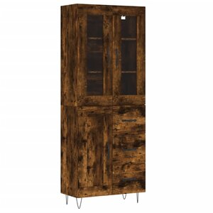 vidaXL Buffet haut Chêne fumé 69 5x34x180 cm Bois d'ingénierie