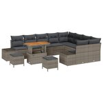 vidaXL Ensemble de canapé de jardin 12 Pièces Gris Poly rotin