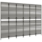 vidaXL Cloison de séparation 6 panneaux gris résine tressée