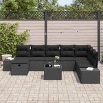 vidaXL Ensemble de canapé de jardin 9 Pièces Noir Poly rotin