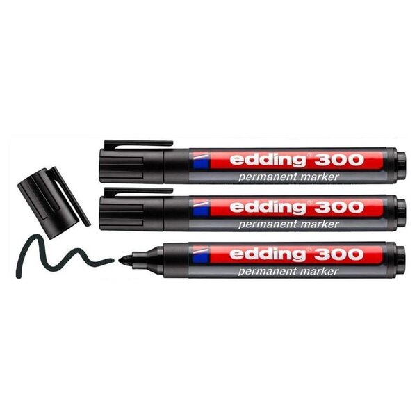 Marqueur Permanent 300 Noir Pointe Ronde 1 5-3 mm x 3 EDDING