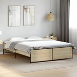 vidaXL Cadre de lit chêne sonoma 160x200 cm bois d'ingénierie et métal