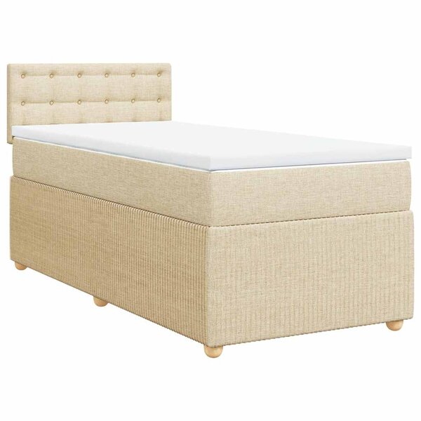 vidaXL Sommier à lattes de lit avec matelas Crème 90x200 cm Tissu