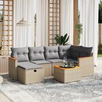 vidaXL Salon de jardin avec coussins 7Pièces mélange beige résine tressée