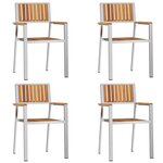 vidaXL Chaises de jardin empilables 4 Pièces en bois d'acacia et acier inoxydable