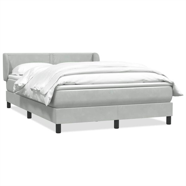 vidaXL Sommier à lattes de lit et matelas gris clair 160x220cm velours