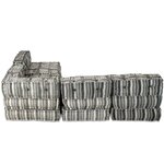 vidaXL Pouf modulaire à 4 places Gris rayé Tissu