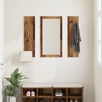 vidaXL Porte-manteau mural avec stockage avec miroir Vieux bois 96 x 1 5 x 90 cm