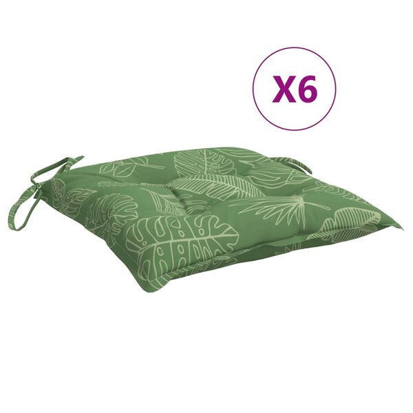 vidaXL Coussins de chaise lot de 6 à motif de feuilles 40x40x7cm tissu